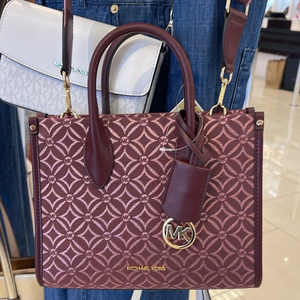 Michael Kors Mirella Small Metallic Logo Jacquard Crossbody Bag
Oxblood Multi